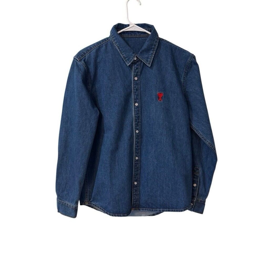 Ami Indigo Denim Shirt Men's M Cotton Long Sleeve Casual